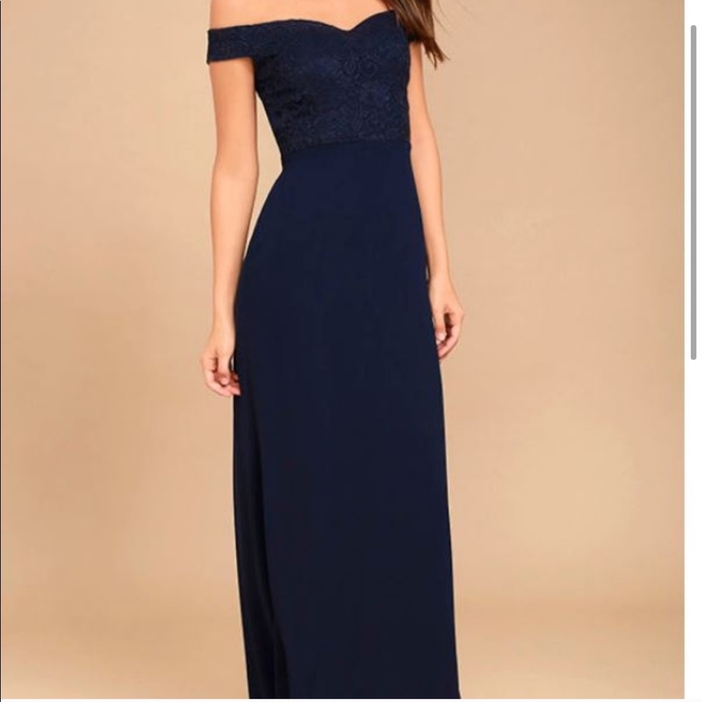 Lulus Dress to Impress Navy Blue Lace Dress Small